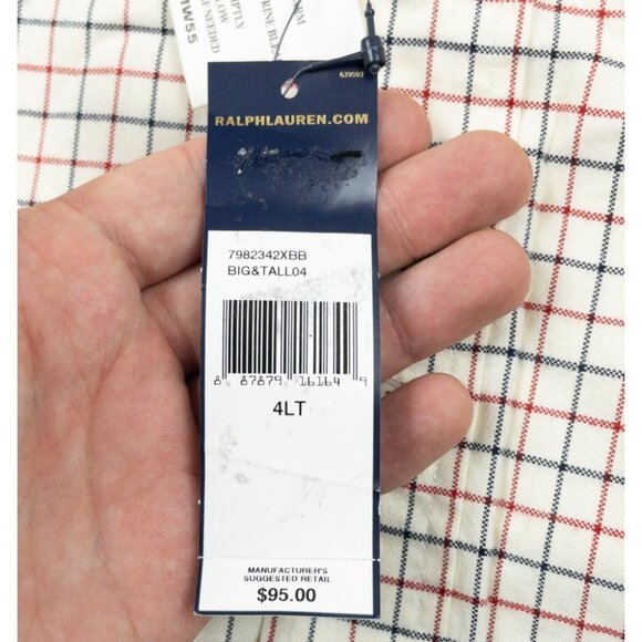 Polo Ralph Lauren 4XLT Tall Men's Shirt Button-Down White Graph Check Flannel - Picture 4 of 14